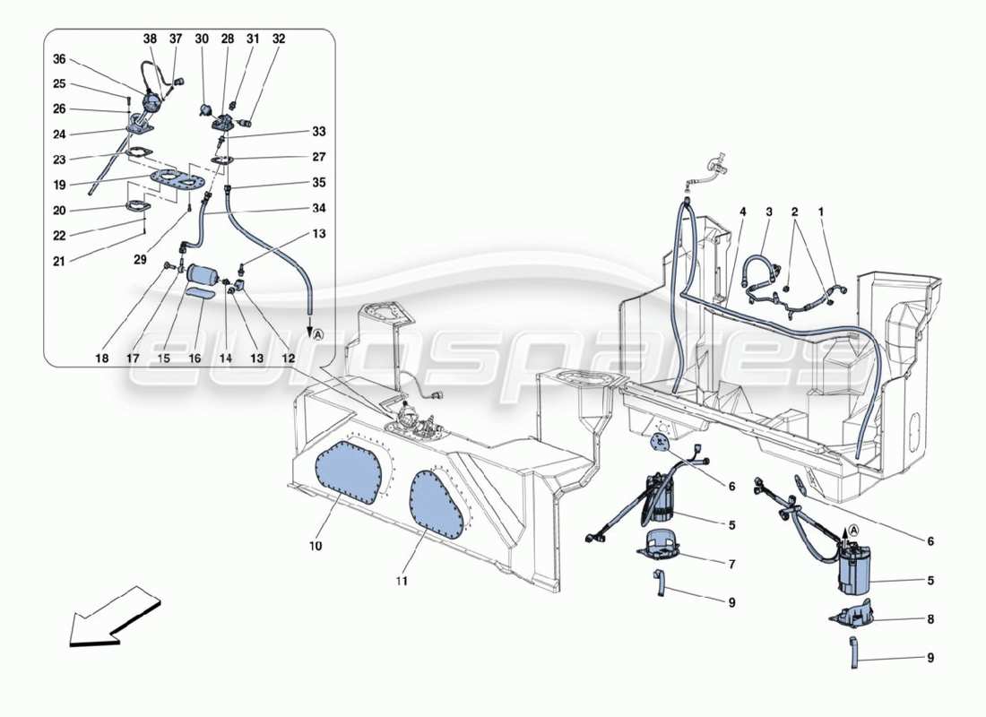 ferrari 488 challenge fuel pipes part diagram