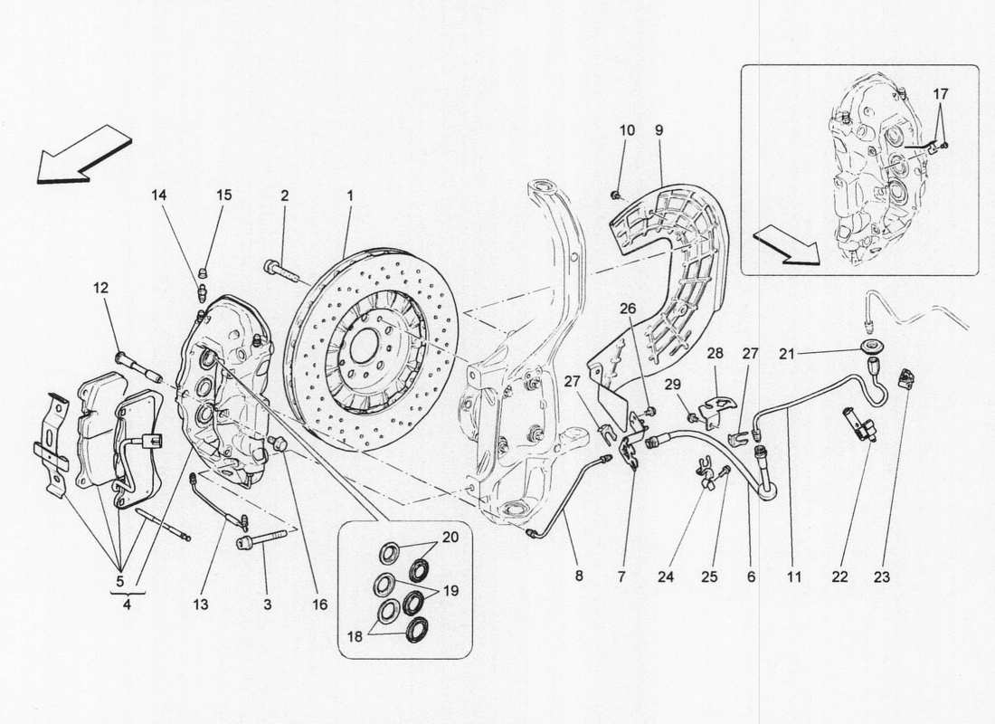 maserati qtp. v6 3.0 bt 410bhp 2wd 2017 braking devices on front wheels part diagram