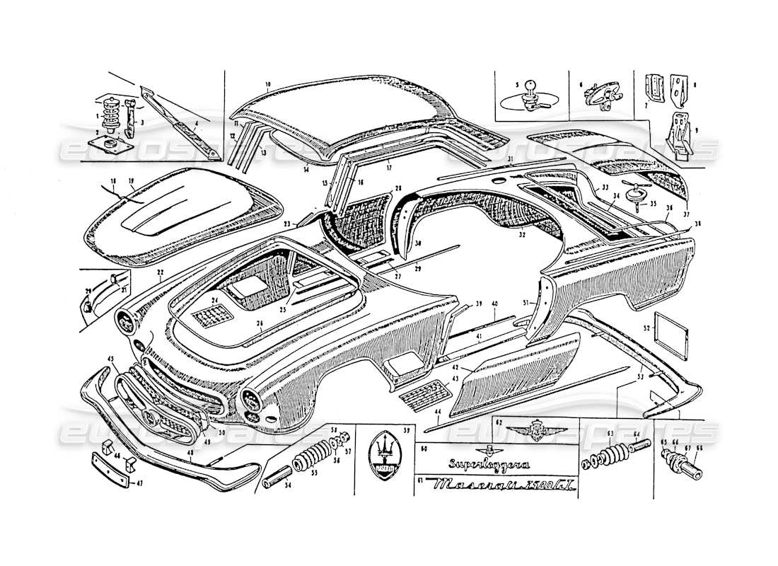 maserati 3500 gt body shell part diagram