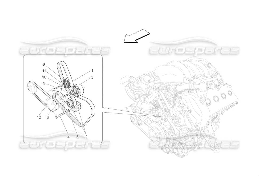 maserati qtp. (2009) 4.2 auto auxiliary device belts part diagram