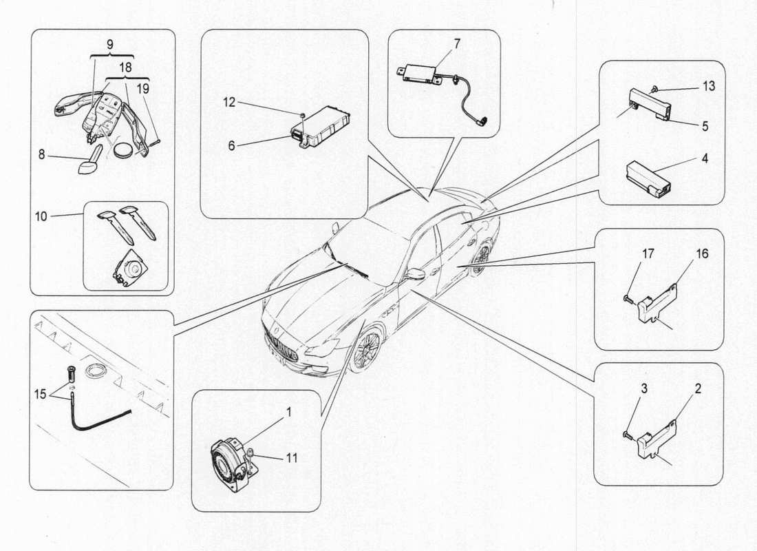 maserati qtp. v6 3.0 bt 410bhp 2015 alarm and immobilizer system part diagram