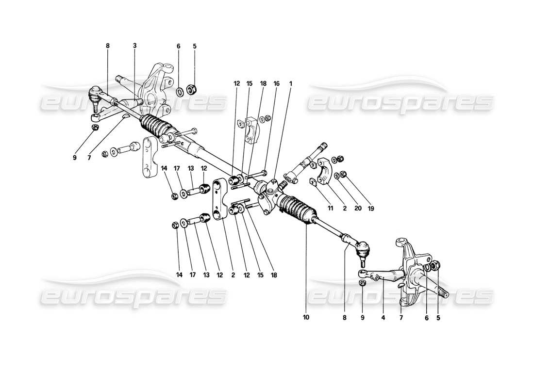 ferrari 308 gtb (1980) steering box and linkage part diagram