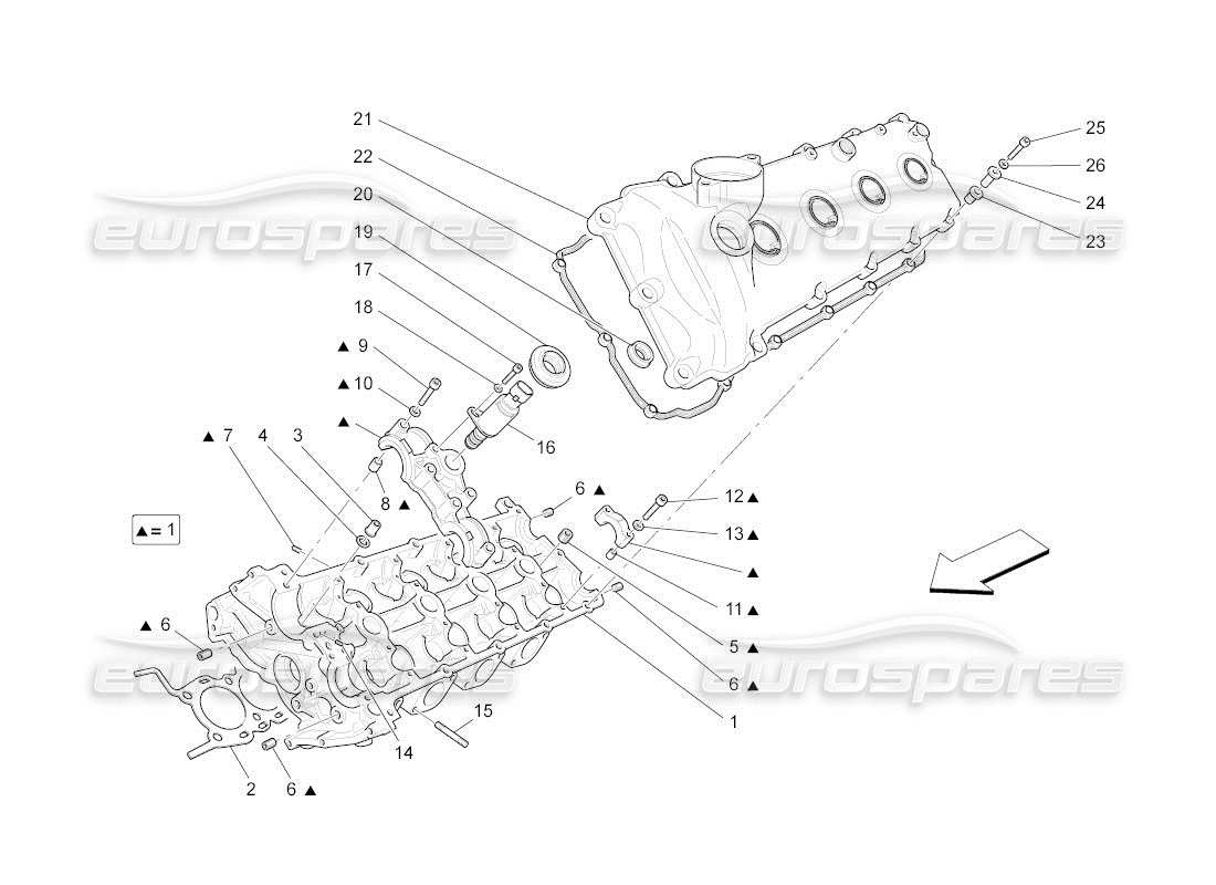 maserati qtp. (2011) 4.2 auto lh cylinder head part diagram