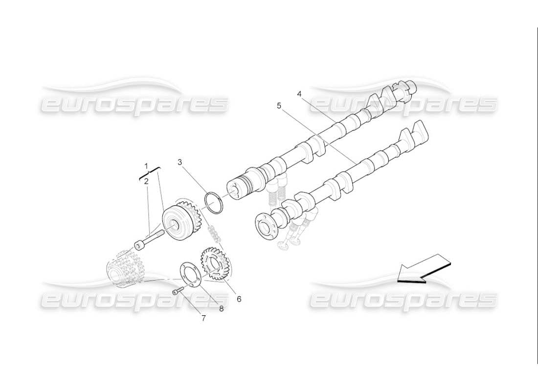 maserati qtp. (2009) 4.2 auto lh cylinder head camshafts part diagram