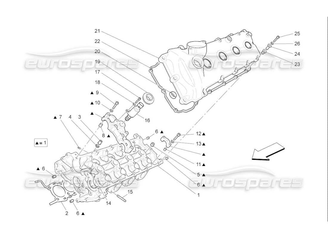 maserati qtp. (2010) 4.7 auto lh cylinder head part diagram