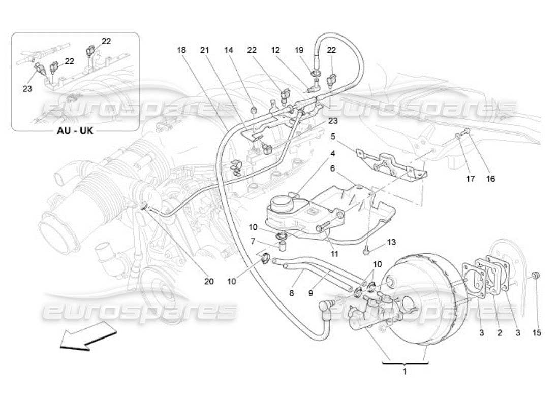 maserati qtp. (2005) 4.2 brake servo system parts diagram