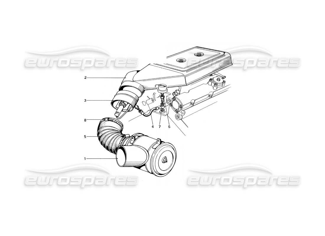 ferrari 246 dino (1975) air filter with ant -smog device (variants for usa versions) part diagram