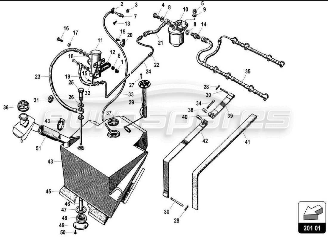 lamborghini miura p400s rh tank part diagram