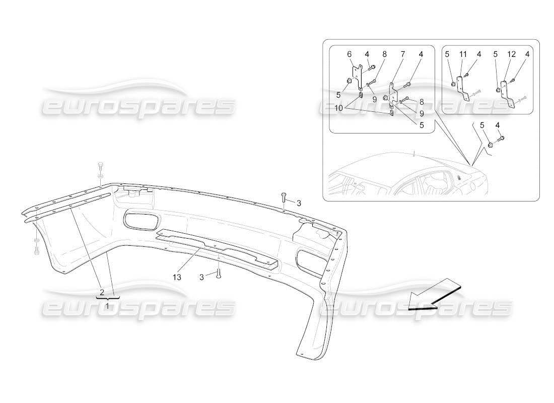 maserati qtp. (2011) 4.7 auto rear bumper part diagram