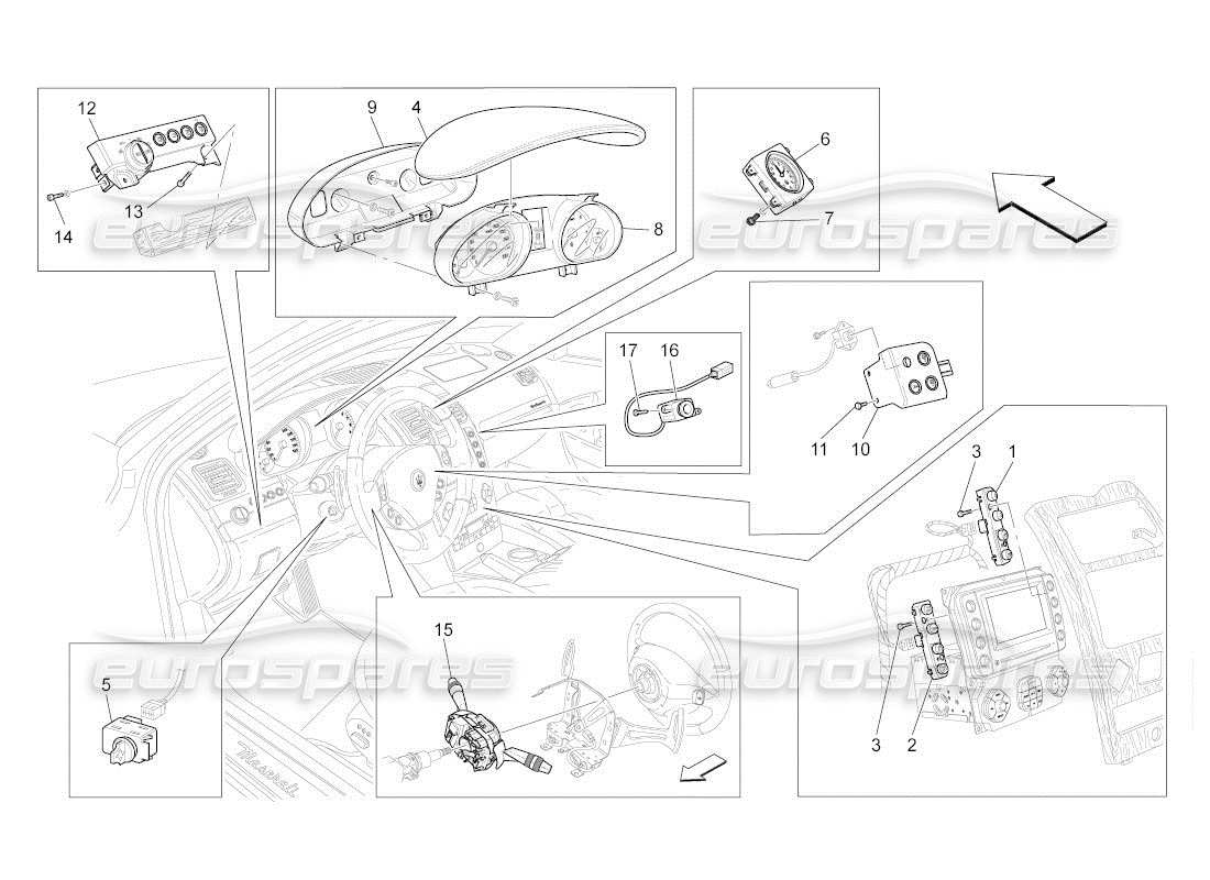 maserati qtp. (2011) 4.7 auto dashboard devices part diagram