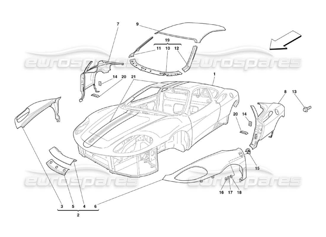 ferrari 360 challenge stradale body - outer trims part diagram