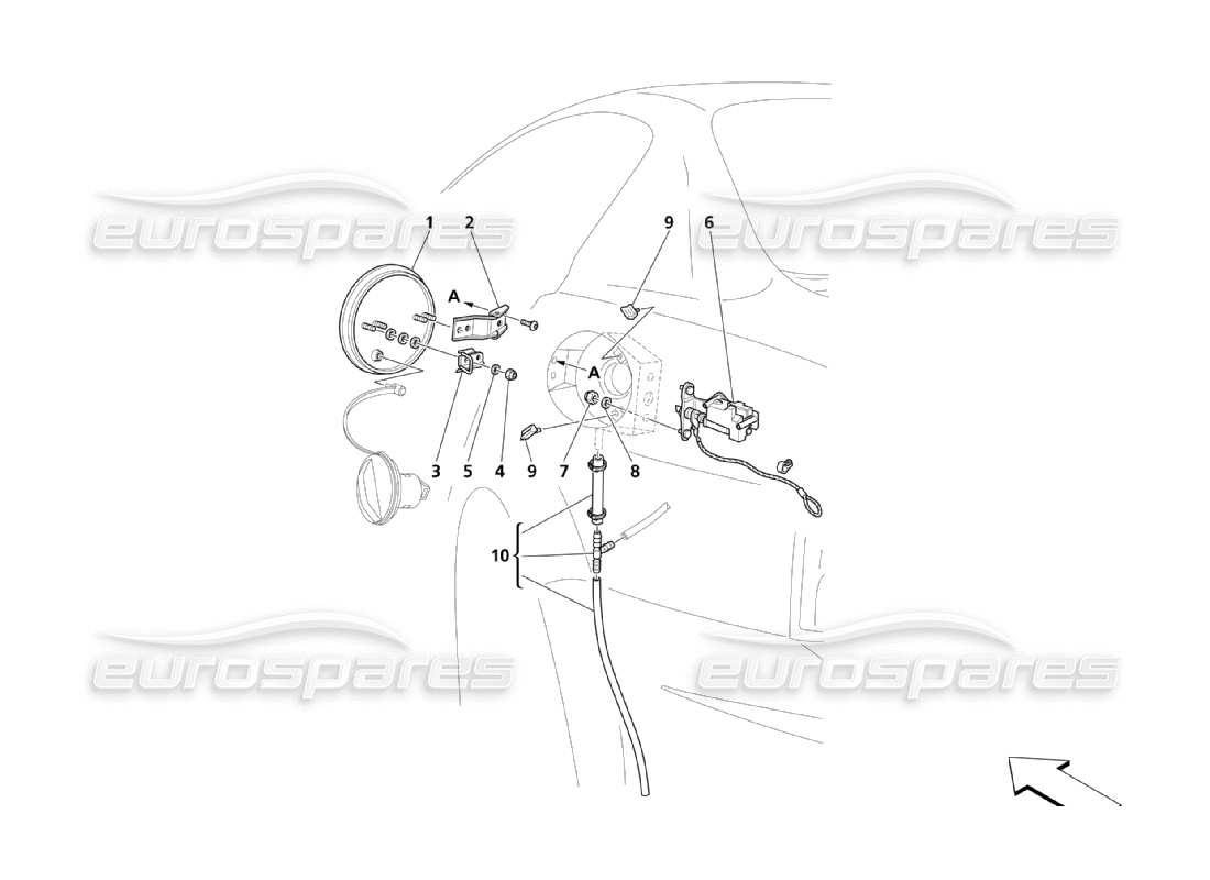 maserati qtp. (2003) 4.2 fuel door and controls part diagram