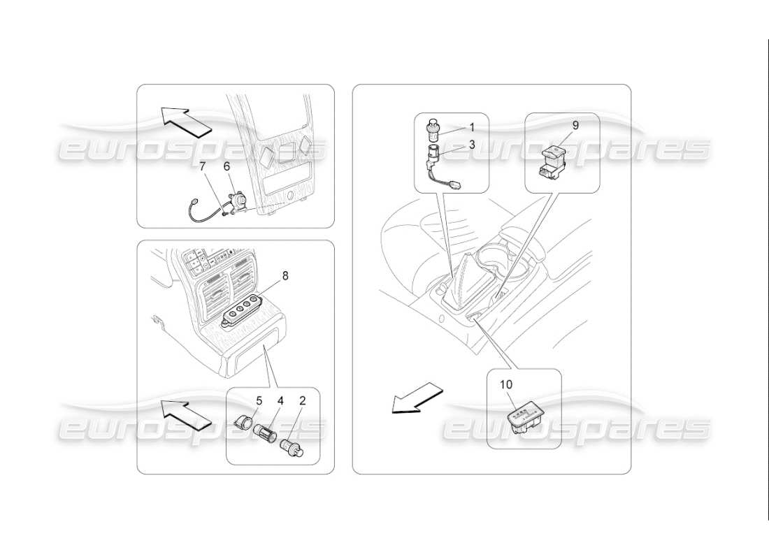 maserati qtp. (2009) 4.2 auto centre console devices part diagram