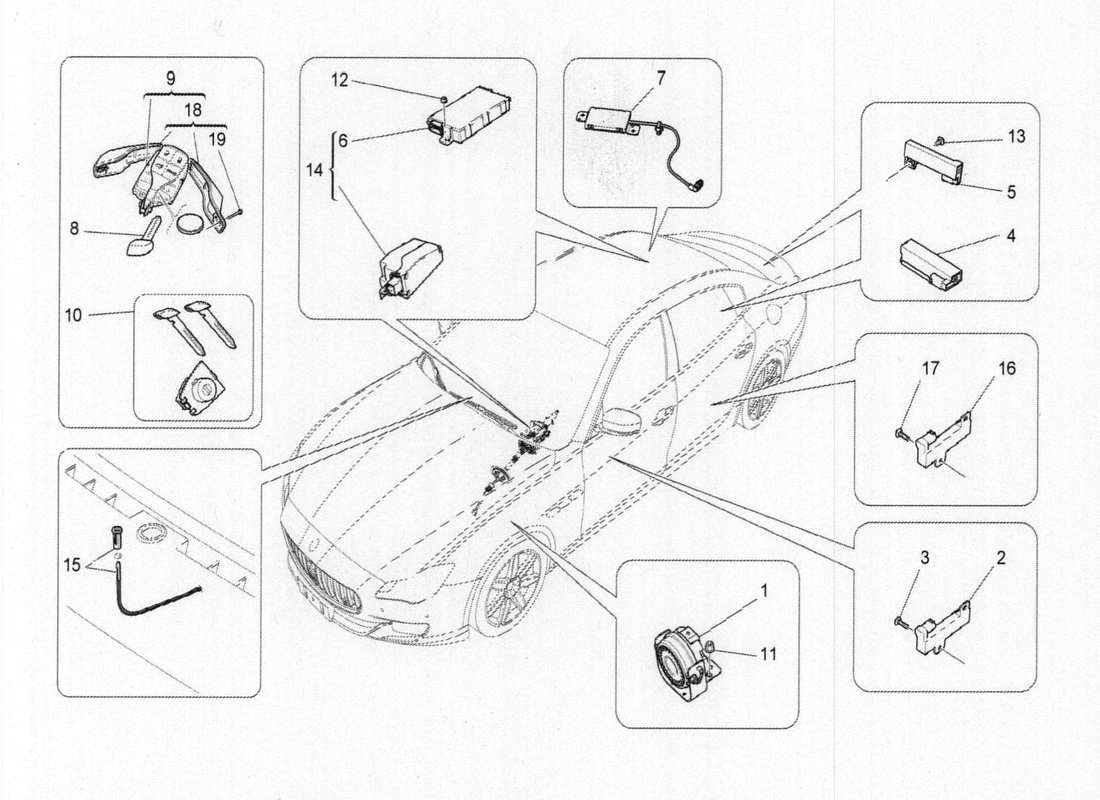 maserati qtp. v6 3.0 bt 410bhp 2015 alarm and immobilizer system part diagram