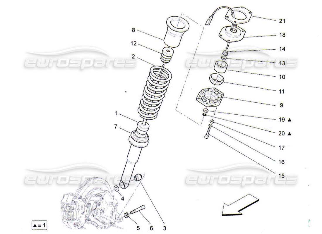 maserati qtp. (2010) 4.2 rear shock absorber devices part diagram