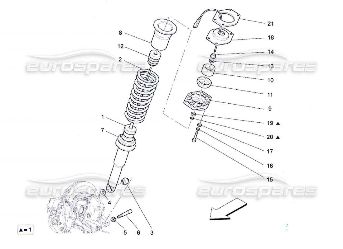 maserati qtp. (2010) 4.7 rear shock absorber devices part diagram