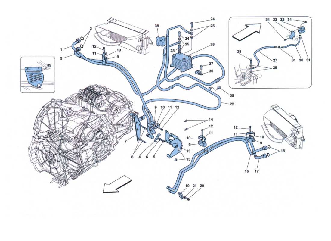 ferrari 458 challenge lubrificazione e raffreddamento olio cambio part diagram