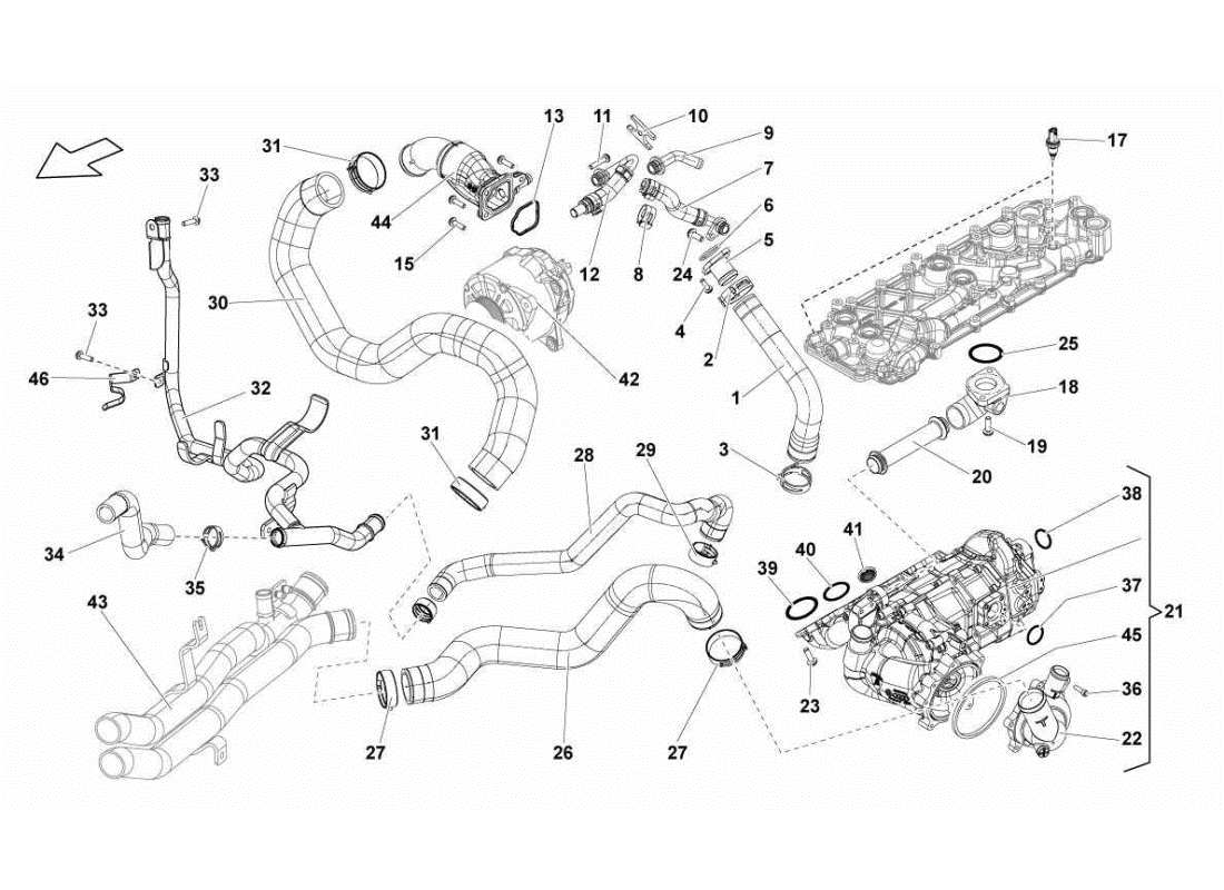 lamborghini gallardo sts ii sc water cooling system part diagram