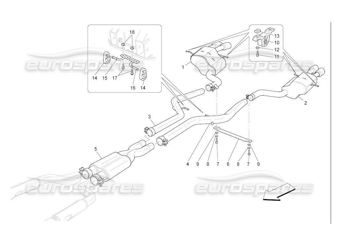 maserati qtp. (2007) 4.2 auto silencers part diagram