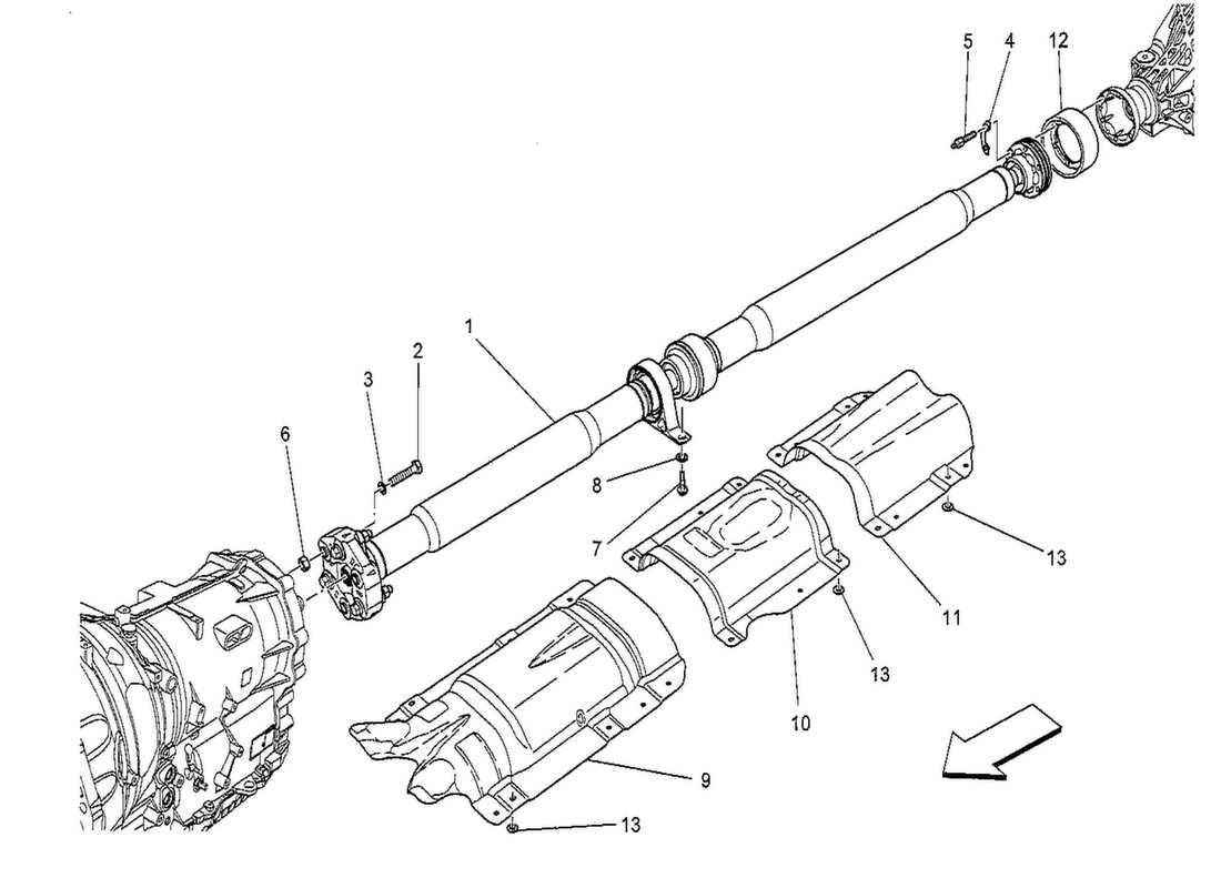 maserati qtp. v8 3.8 530bhp 2014 transmission shaft part diagram