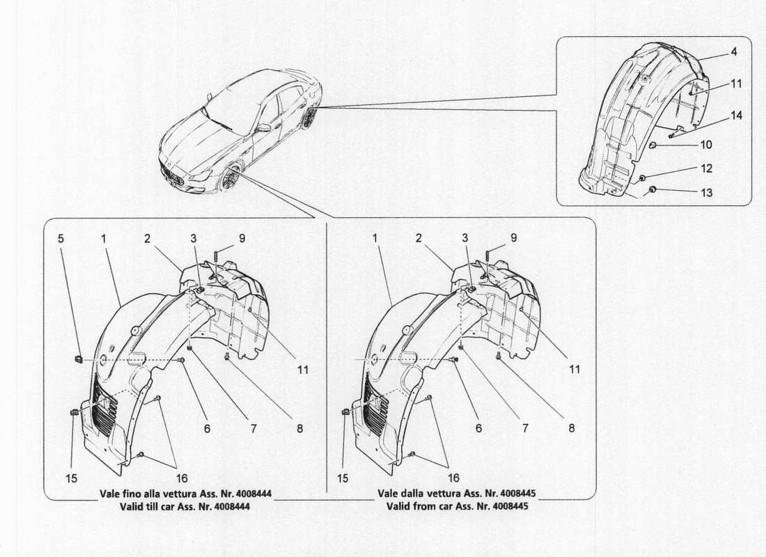 maserati qtp. v6 3.0 bt 410bhp 2wd 2017 wheelhouse and lids part diagram