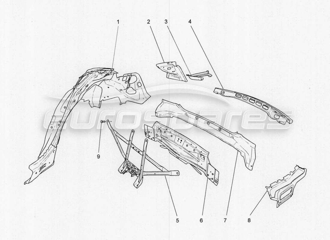 maserati qtp. v8 3.8 530bhp 2014 auto bodywork and rear outer trim panels part diagram