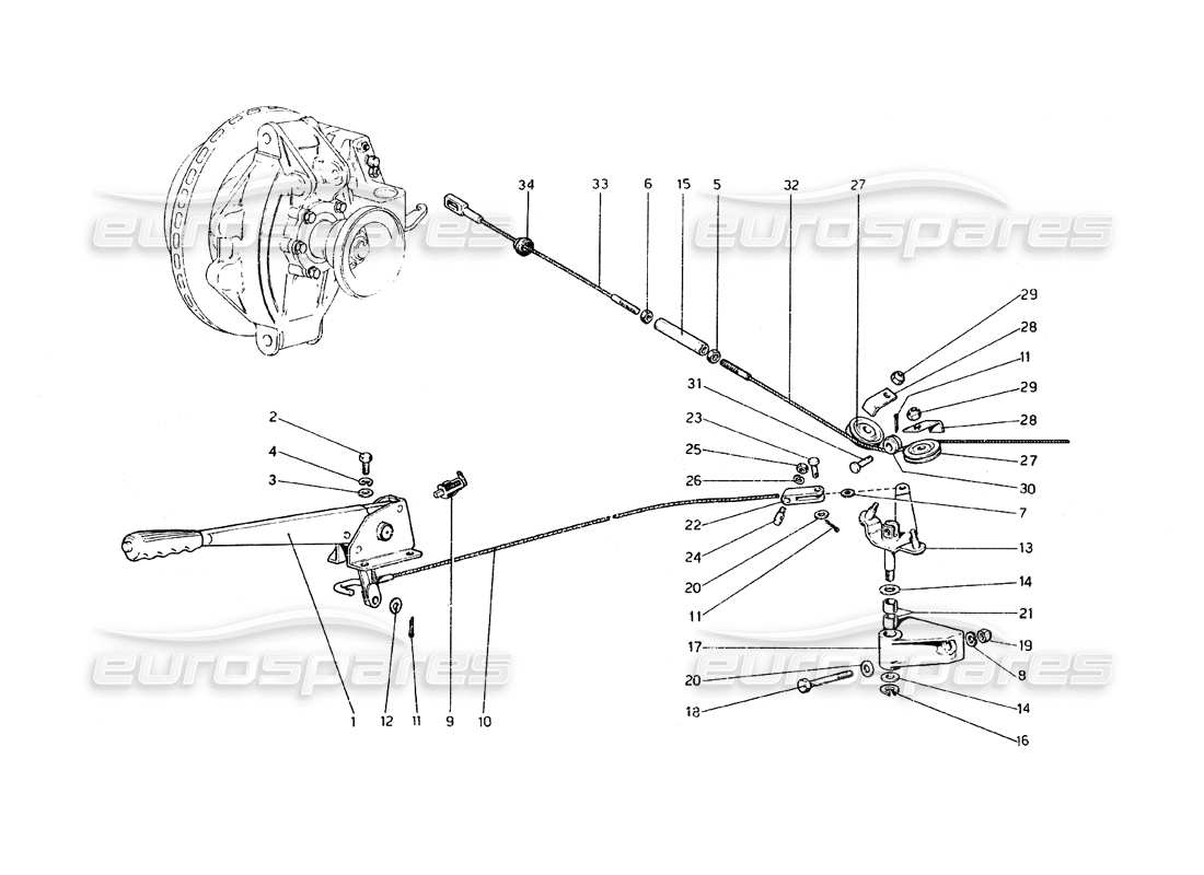 ferrari 308 gt4 dino (1979) hand - brake control part diagram