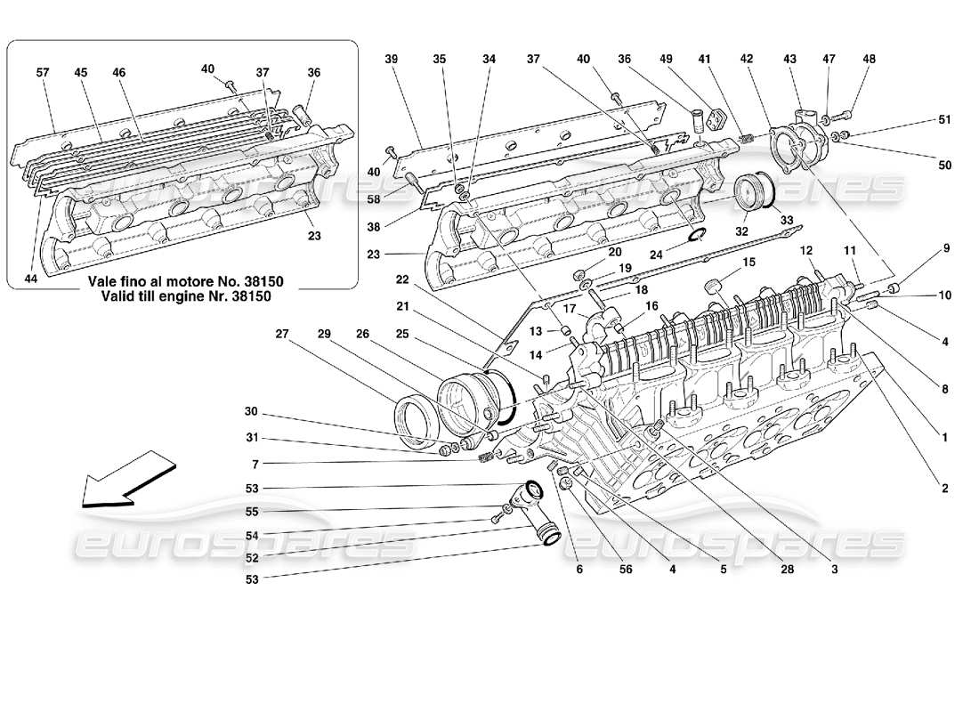 ferrari 355 (2.7 motronic) rh cylinder head parts diagram