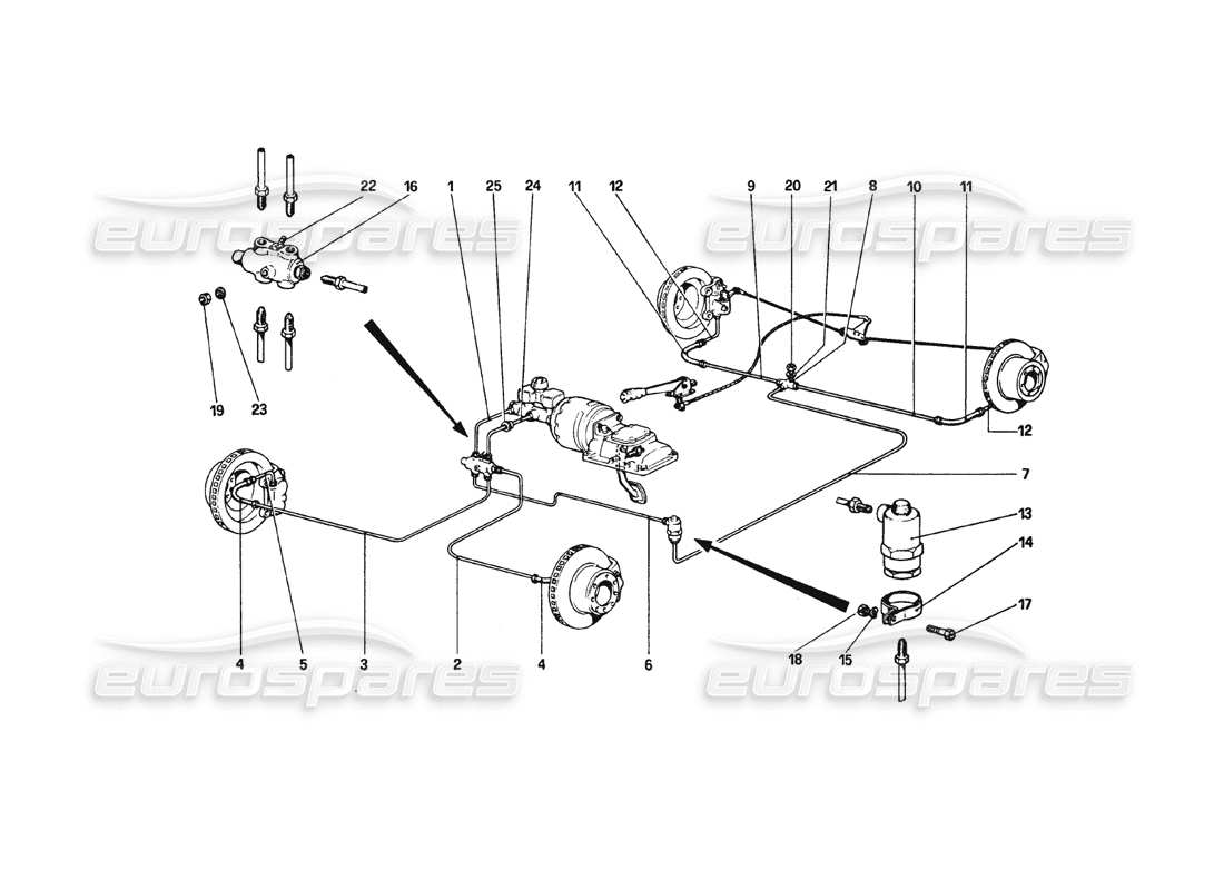 ferrari 308 gtb (1980) brake system part diagram