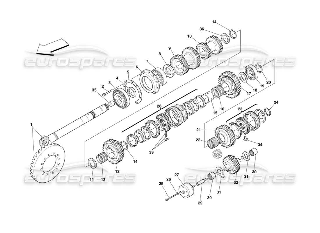 ferrari 360 challenge stradale lay shaft gears part diagram