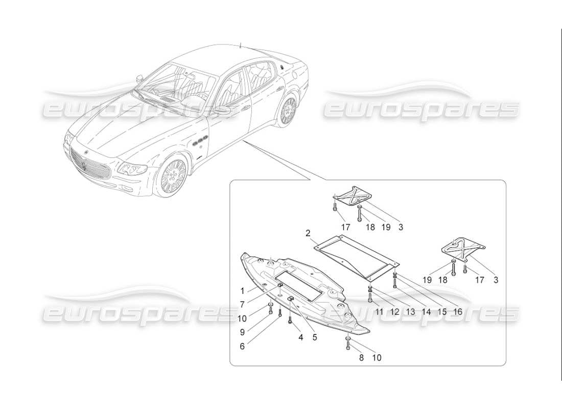 maserati qtp. (2010) 4.7 auto underbody and underfloor guards part diagram