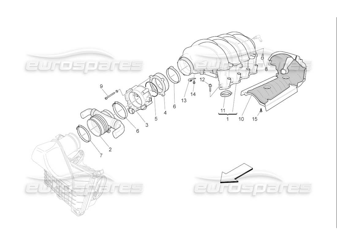 maserati qtp. (2010) 4.7 auto intake manifold and throttle body part diagram