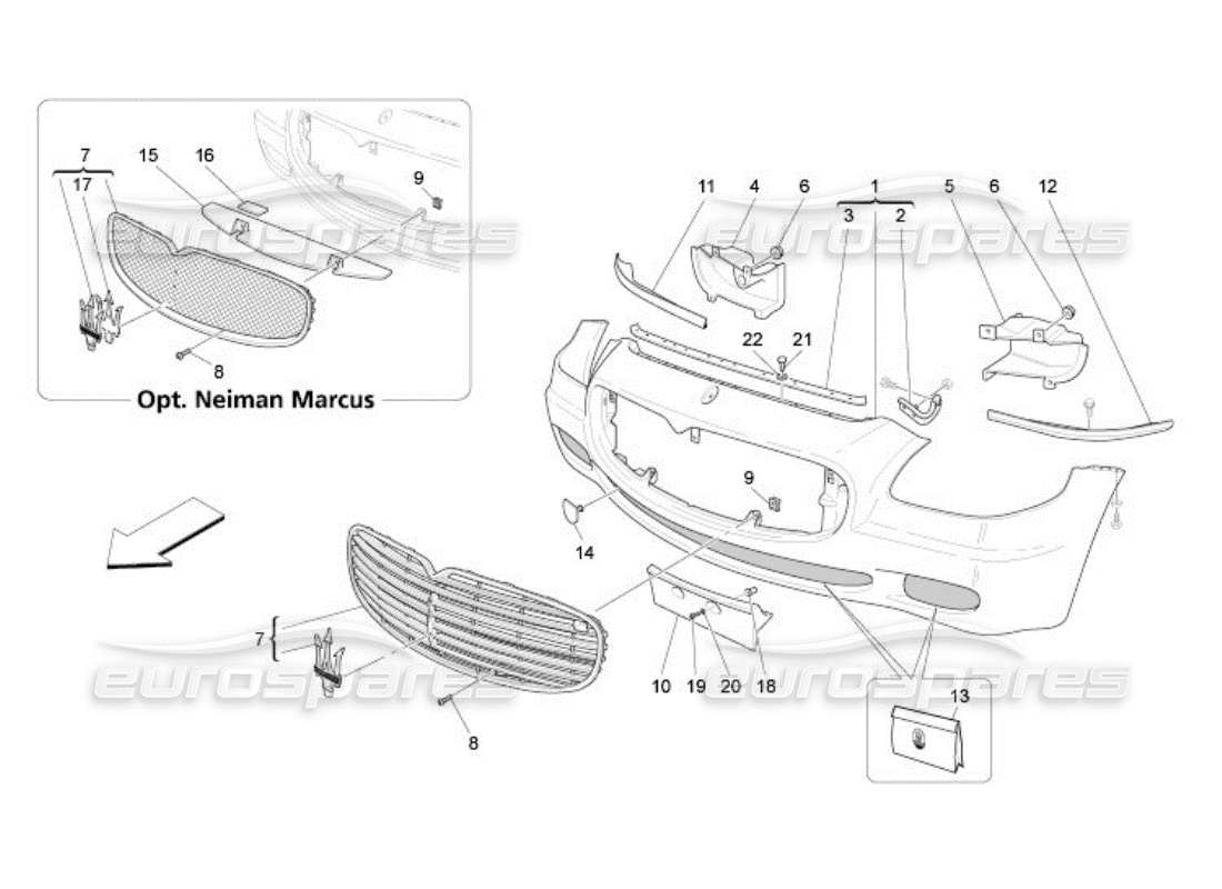 maserati qtp. (2005) 4.2 front bumper parts diagram