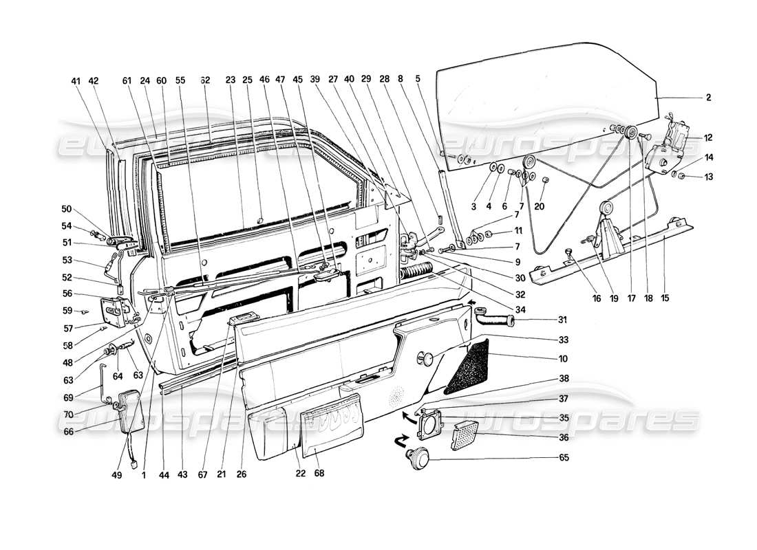 ferrari mondial 8 (1981) doors part diagram