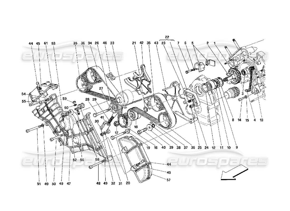 ferrari 348 (2.7 motronic) timing - controls parts diagram