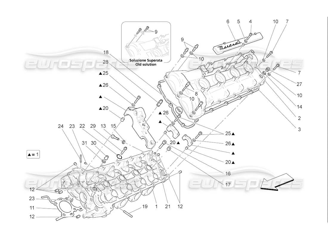 maserati qtp. (2006) 4.2 f1 lh cylinder head parts diagram