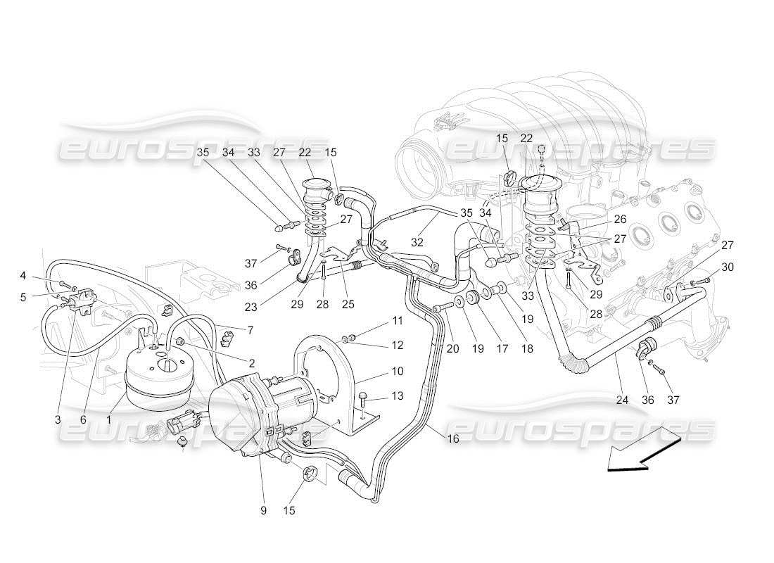 maserati qtp. (2011) 4.7 auto additional air system part diagram