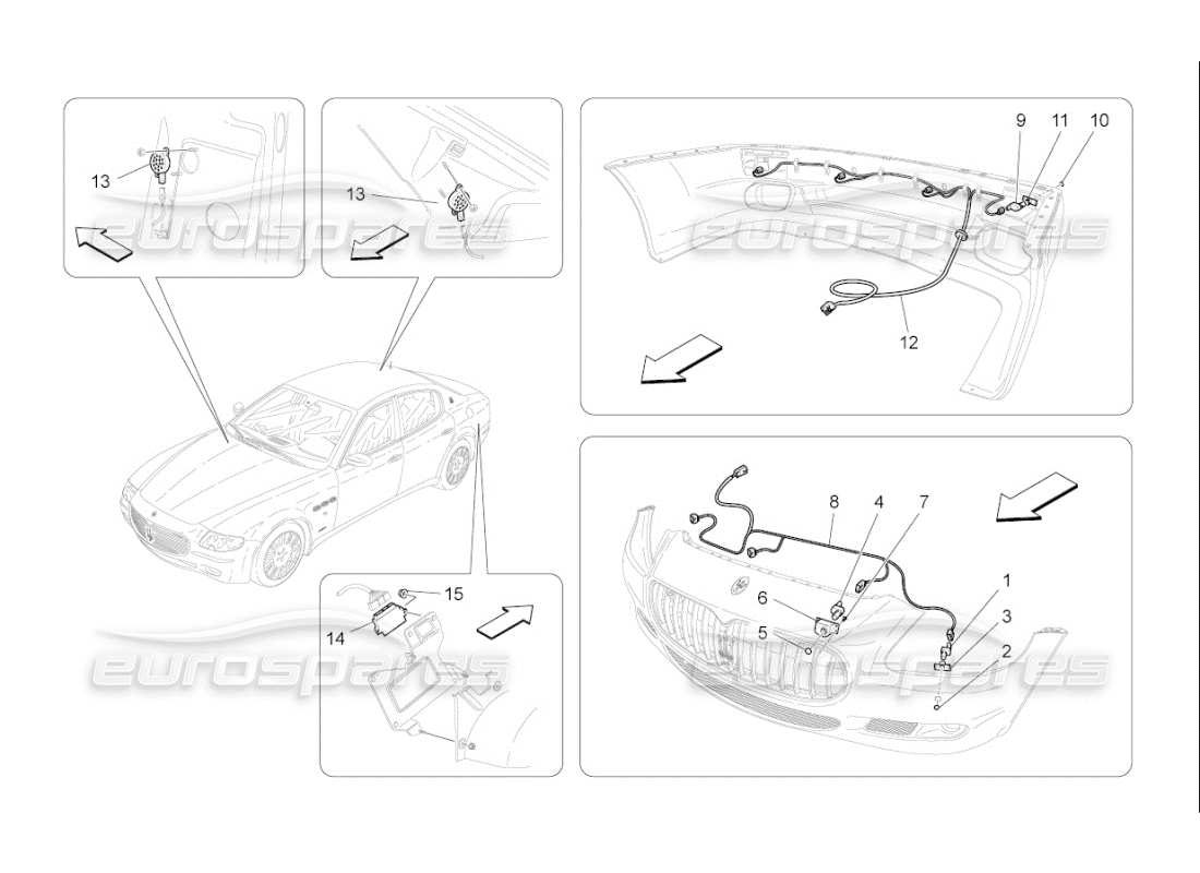 maserati qtp. (2009) 4.7 auto parking sensors part diagram