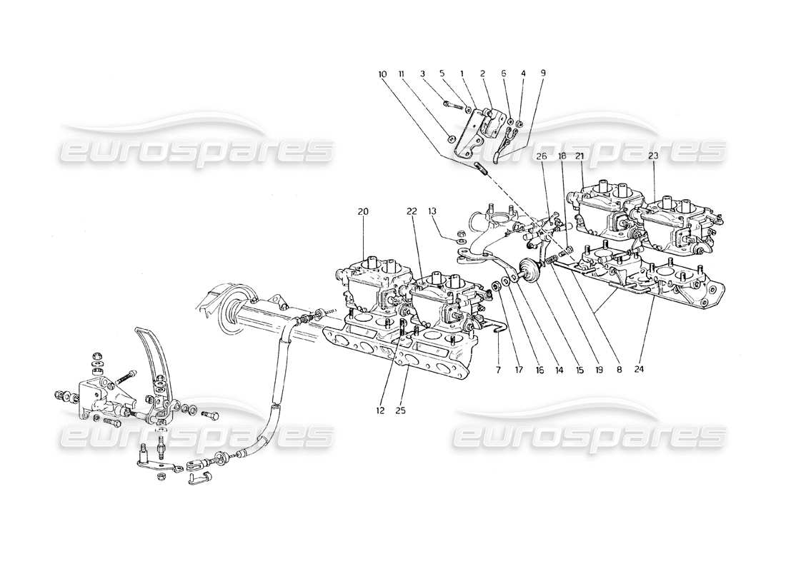 ferrari 308 gt4 dino (1979) fuel system - carburettors and controls (variants for usa - aus and j version) part diagram