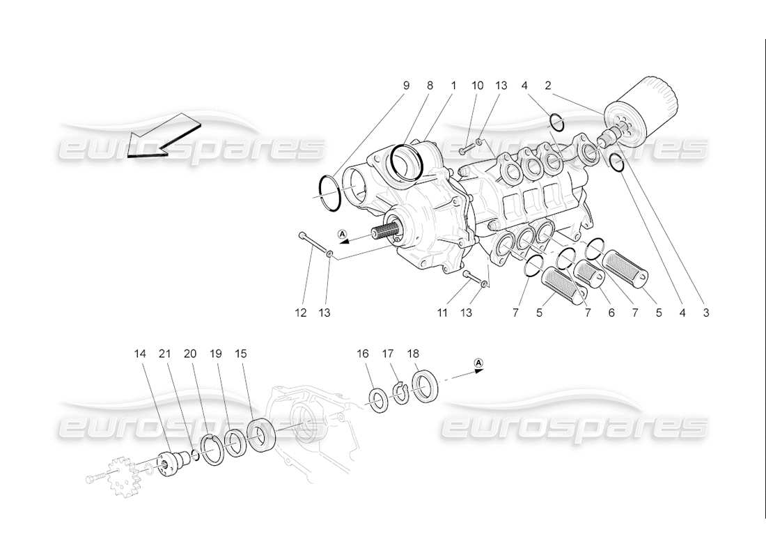 maserati qtp. (2006) 4.2 f1 lubrication system: pump and filter part diagram