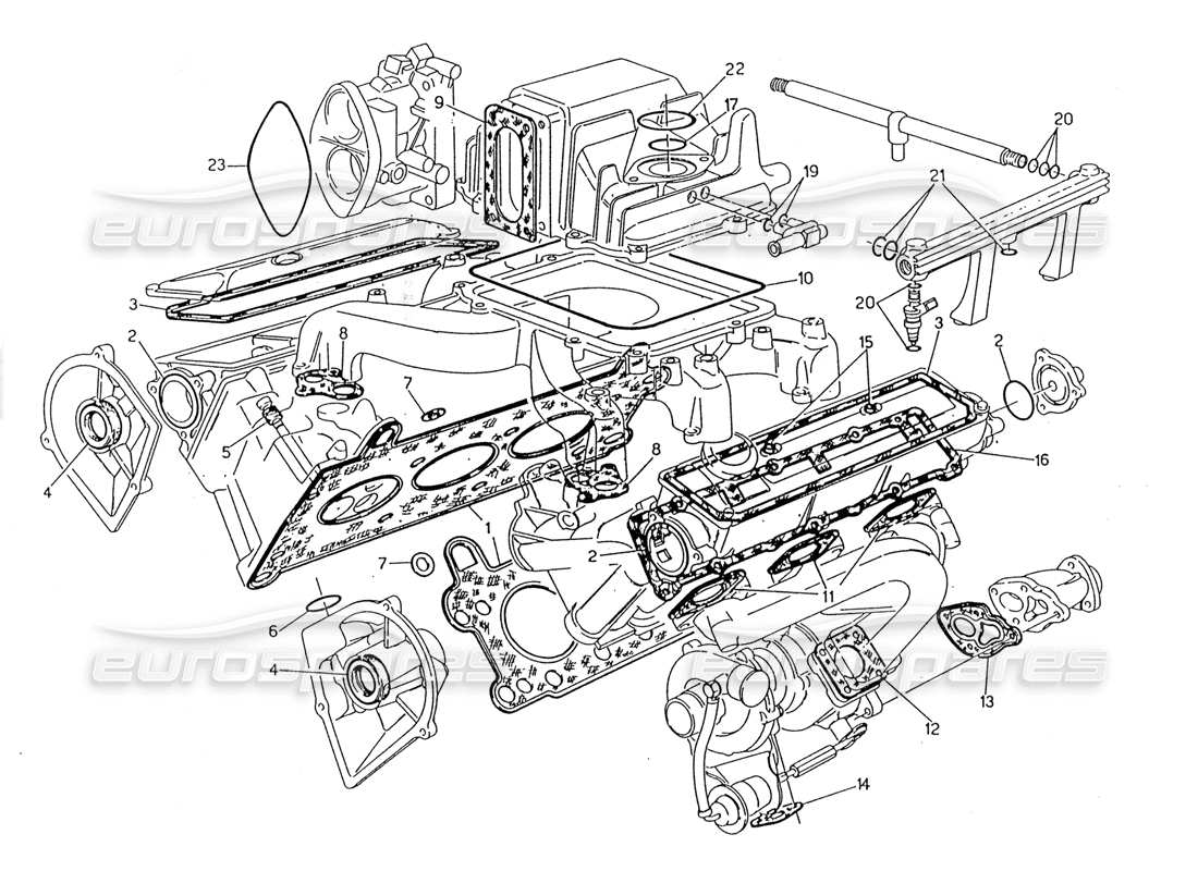 maserati 228 heads gasket and rubbers part diagram