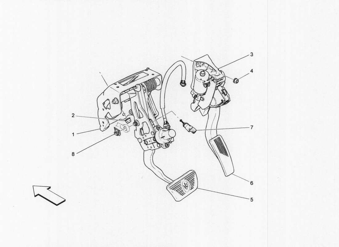 maserati qtp. v6 3.0 bt 410bhp 2wd 2017 complete pedal board unit part diagram