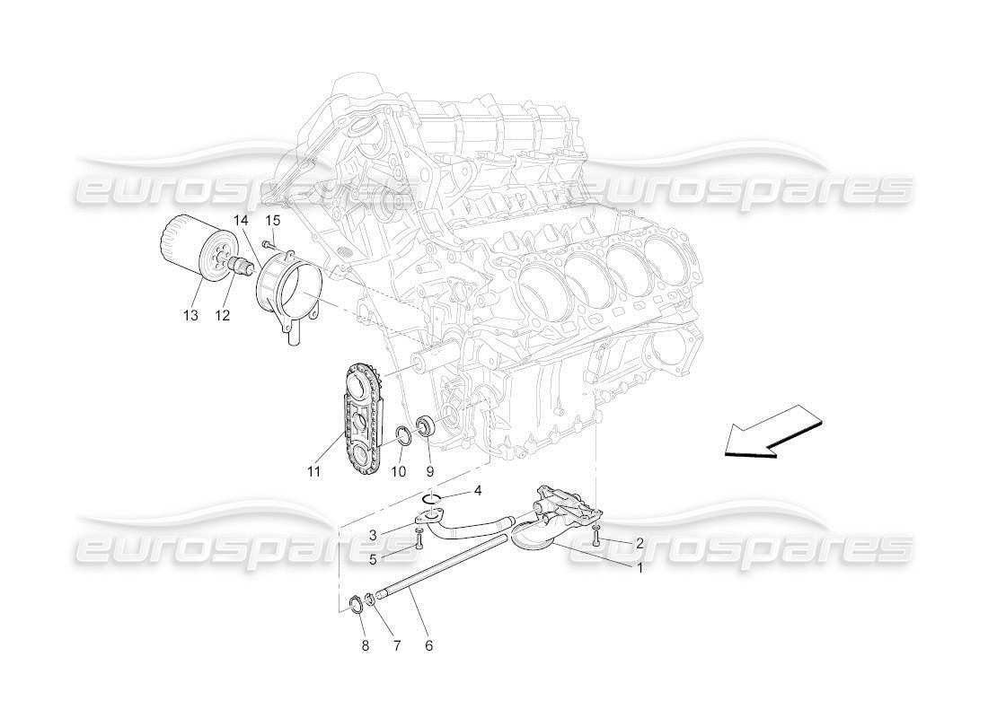 maserati qtp. (2011) 4.7 auto lubrication system: pump and filter part diagram