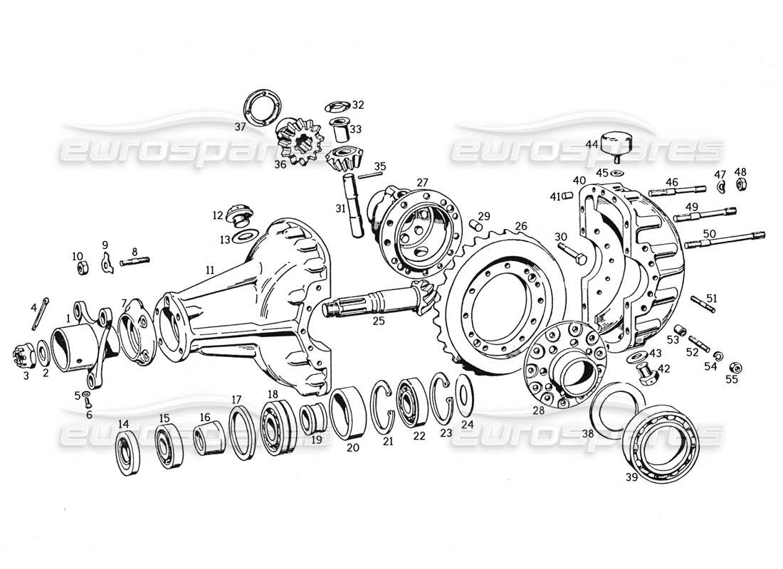 ferrari 250 gte (1957) differential assembly part diagram