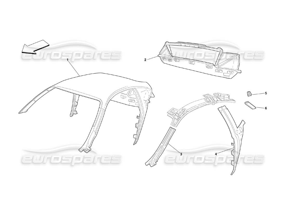 ferrari 360 challenge (2000) roof - structure part diagram