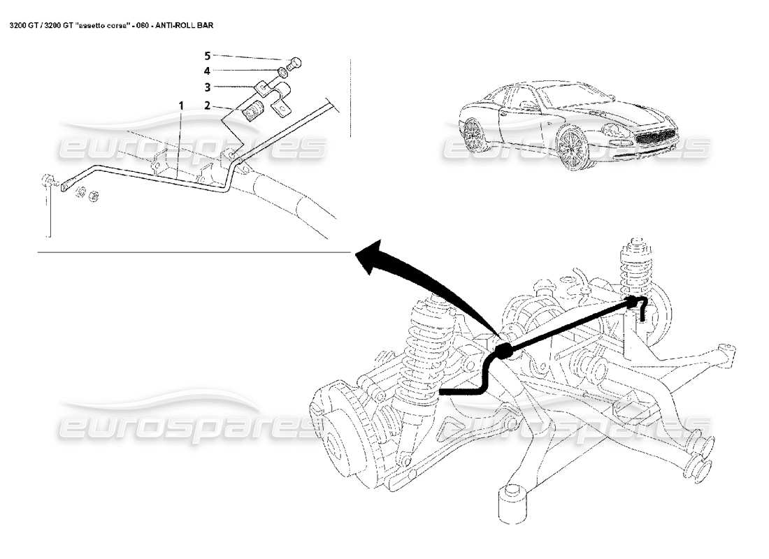 maserati 3200 gt/gta/assetto corsa rear anti-roll bar part diagram