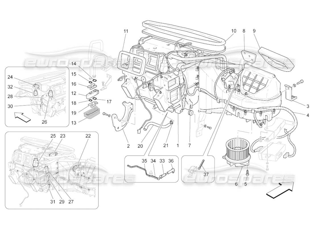 maserati grancabrio (2010) 4.7 a c unit: dashboard devices part diagram