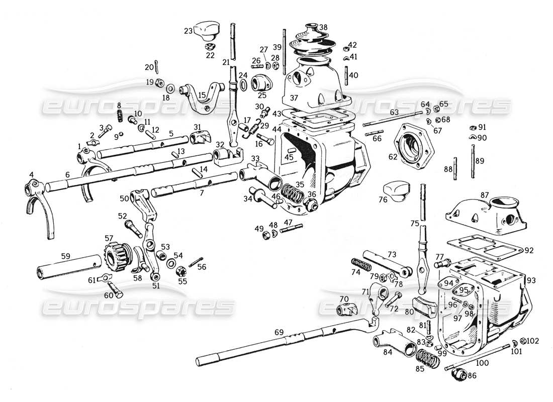 ferrari 250 gte (1957) gear control part diagram