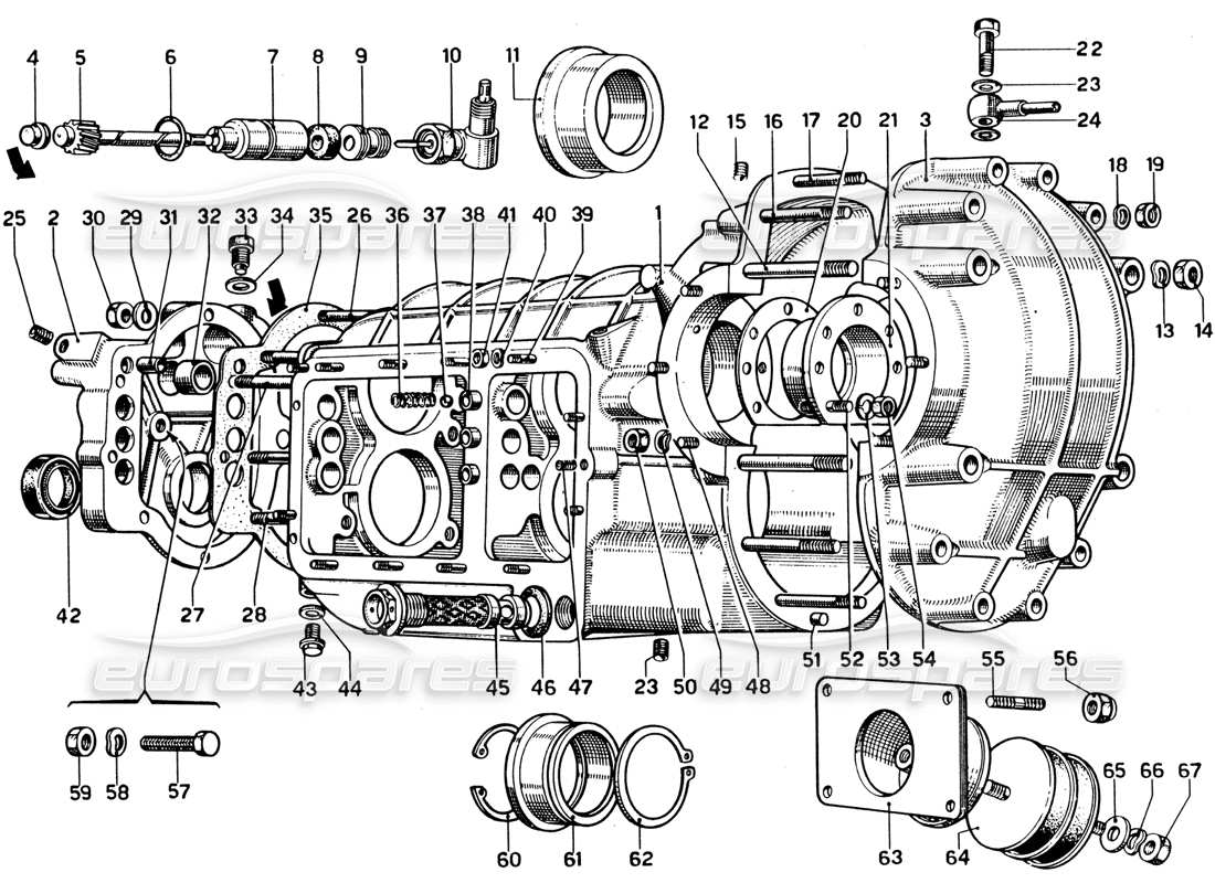 ferrari 330 gtc coupe gearbox - differential part diagram