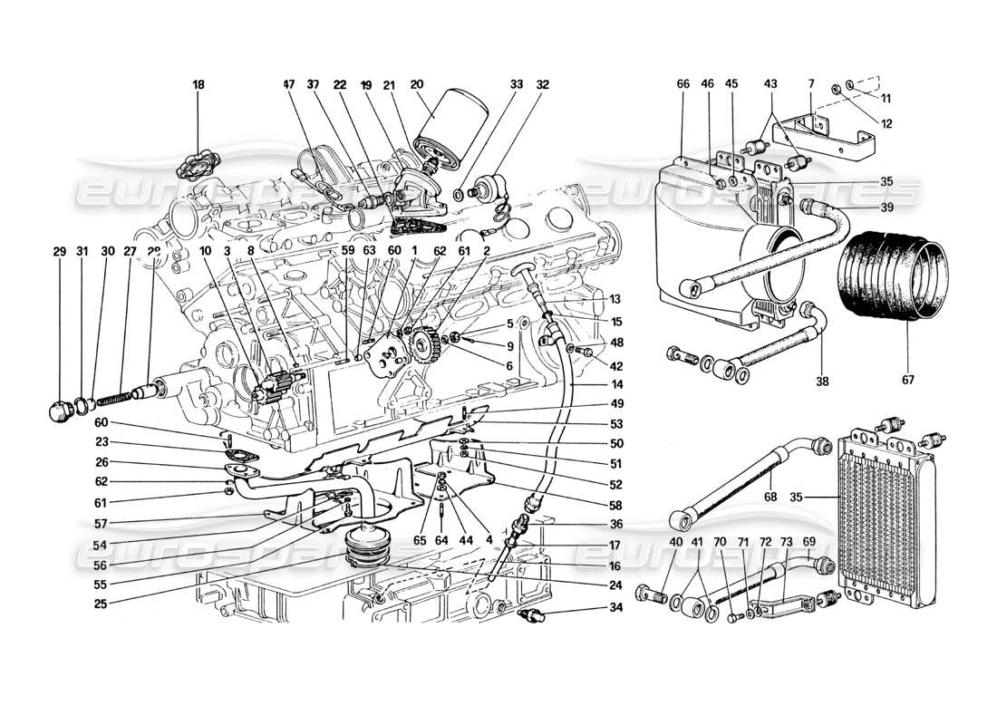 ferrari 328 (1985) lubrication system part diagram